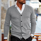 Herren Cardigan mit Knopfleiste und V Ausschnitt