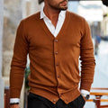 Herren Cardigan mit Knopfleiste und V Ausschnitt