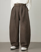 Damen weite Wollhose mit Gürtel