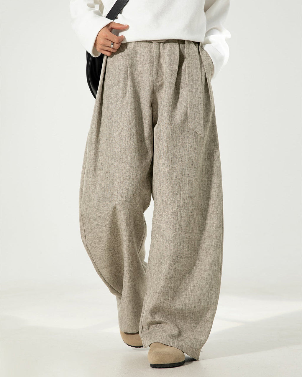 Damen weite Wollhose mit Gürtel