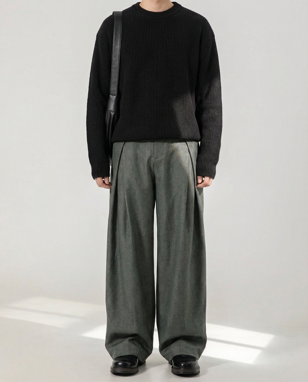Damen weite Bundfaltenhose mit Gürtel