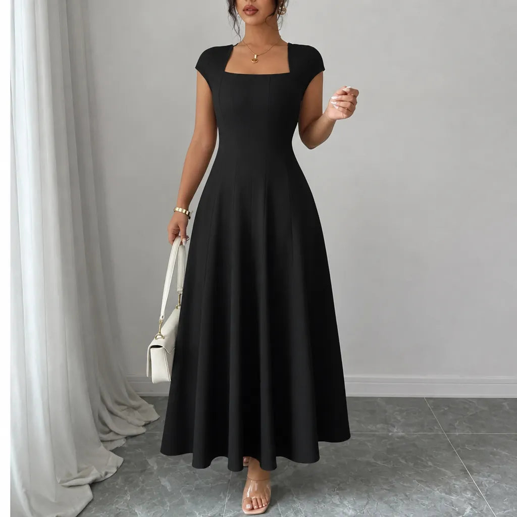 Damen Midikleid mit eckigem Ausschnitt