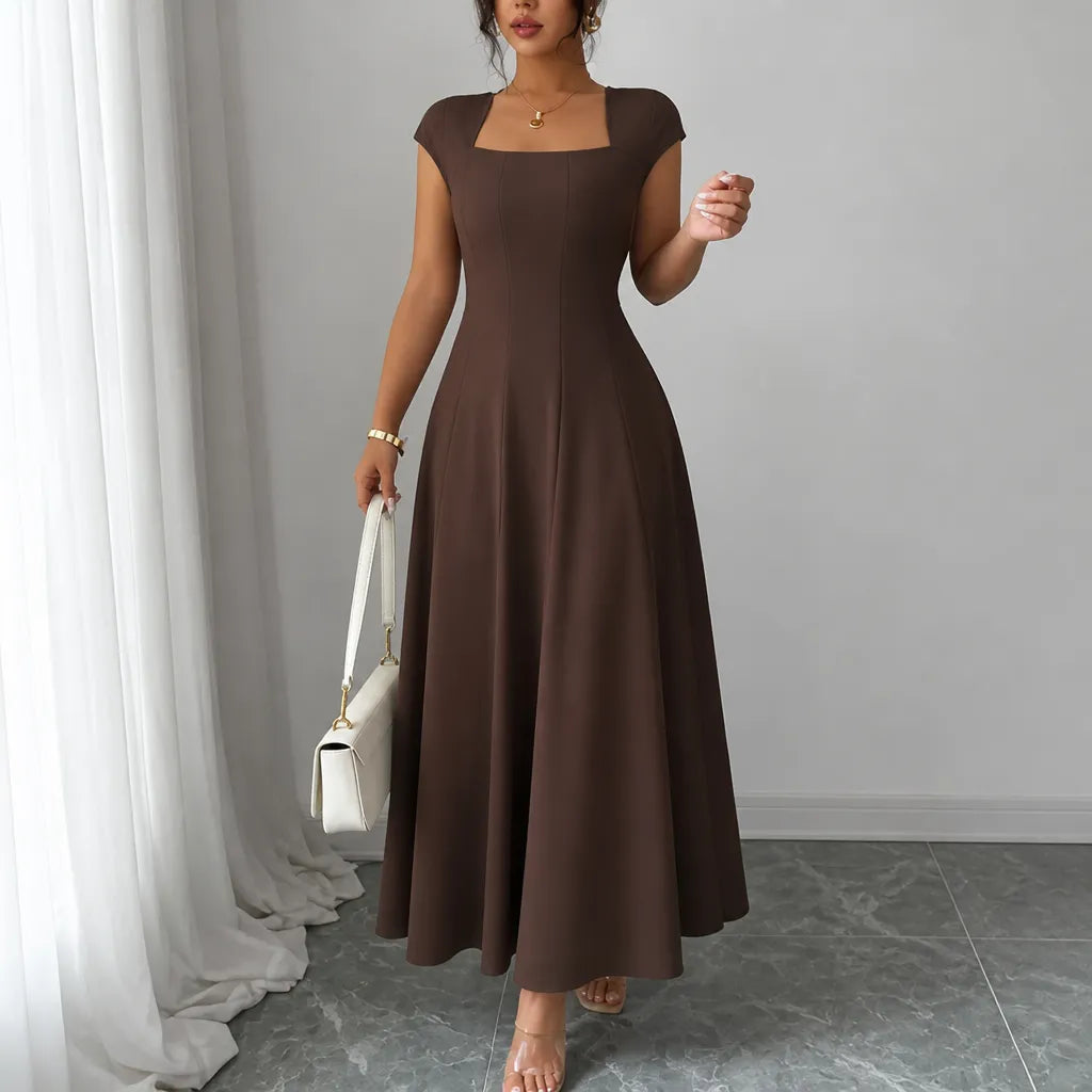 Damen Midikleid mit eckigem Ausschnitt