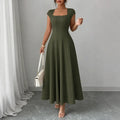 Damen Midikleid mit eckigem Ausschnitt