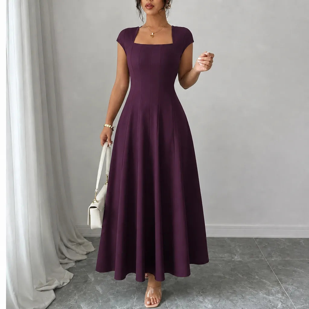 Damen Midikleid mit eckigem Ausschnitt