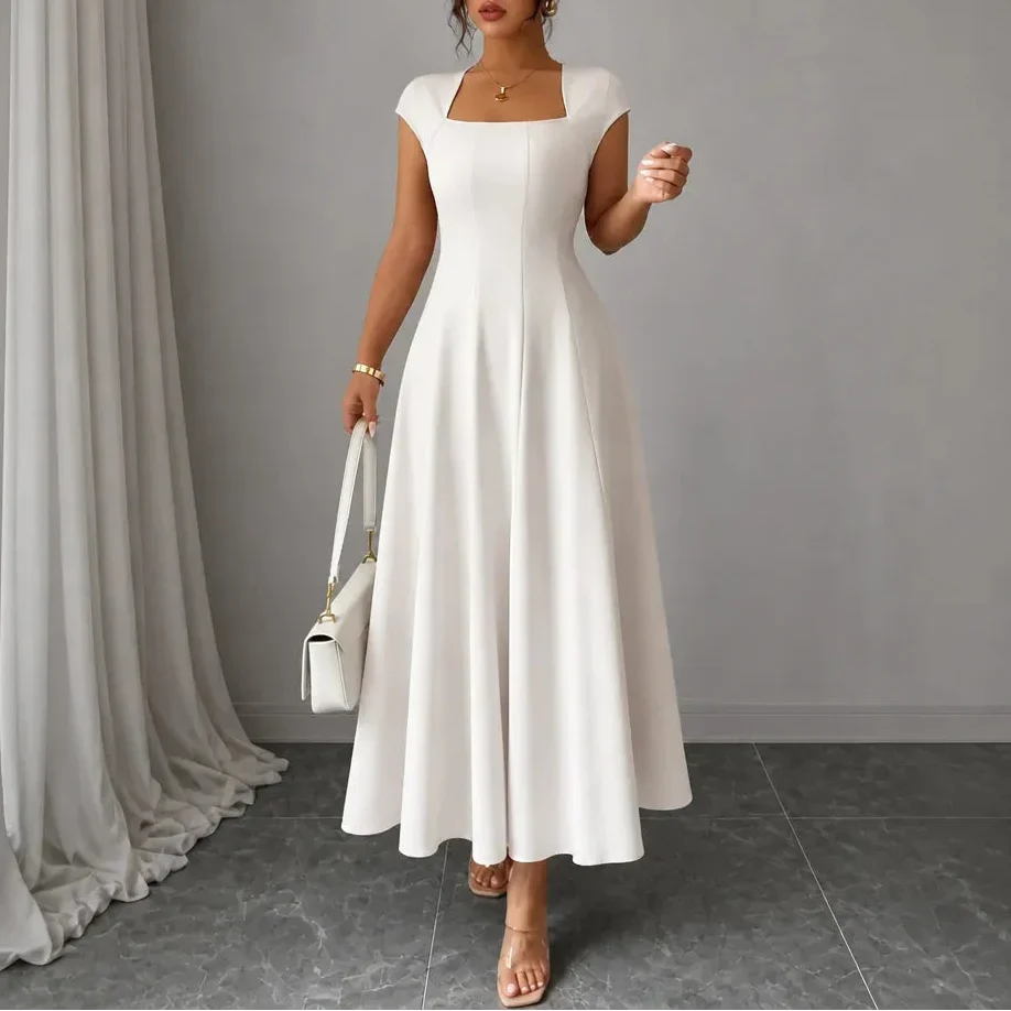 Damen Midikleid mit eckigem Ausschnitt