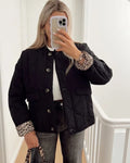 Damen elegante Jacke mit Leoparden Futter