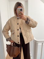 Damen elegante Jacke mit Leoparden Futter