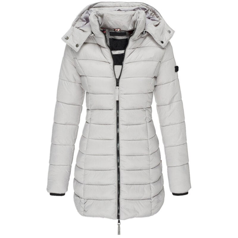 Damen warme Daunenjacke mit Kapuze Olivia