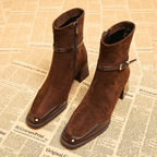 Damen Stiefel mit eckiger Zehenpartie und Schnalle