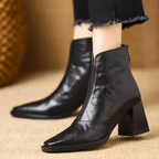Damen Stiefeletten mit Blockabsatz und Reissverschluss