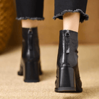 Damen Stiefeletten mit Blockabsatz und Reissverschluss