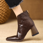 Damen Stiefeletten mit Blockabsatz und Reissverschluss