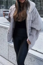 Damen Winter Daunenjacke mit Pelzkragen und Kapuze