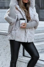 Damen Winter Daunenjacke mit Pelzkragen und Kapuze