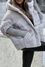 Damen Winter Daunenjacke mit Pelzkragen und Kapuze