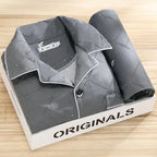 Herren Pyjama Set mit Hemd und Knopfleiste