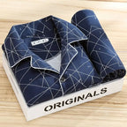 Herren Pyjama Set mit Hemd und Knopfleiste